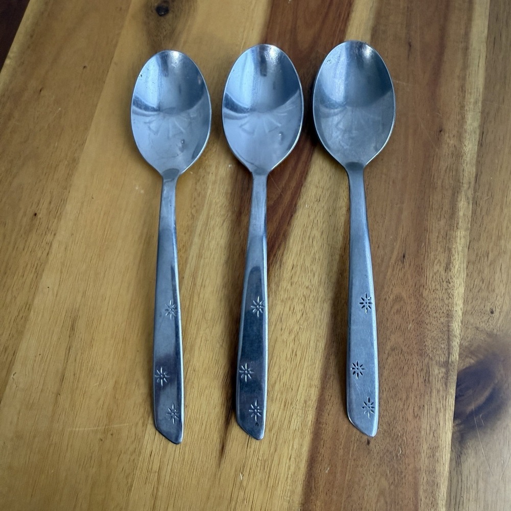 Superior Stainless Atomic Starburst NIGHT SKY Spoons Set Lot Of 3 Made In USA